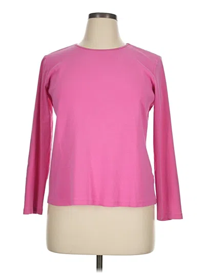 Pre-owned Christopher & Banks Long Sleeve Top Pink Crew Neck Tops