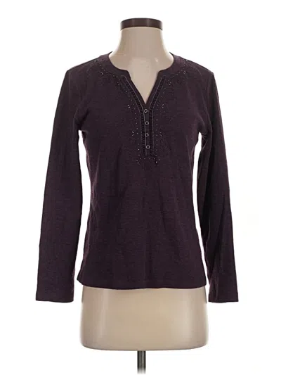 Pre-owned Christopher & Banks Long Sleeve Top Purple Keyhole Neckline Tops