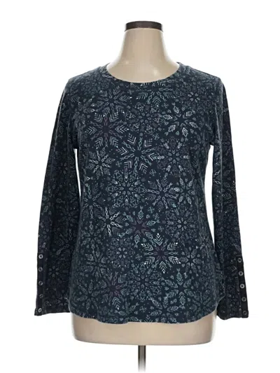 Pre-owned Christopher & Banks Long Sleeve Top Teal Crew Neck Tops In Blue