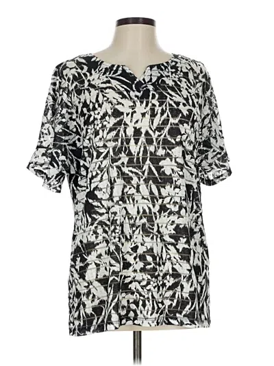 Pre-owned Christopher & Banks Short Sleeve Blouse In Black