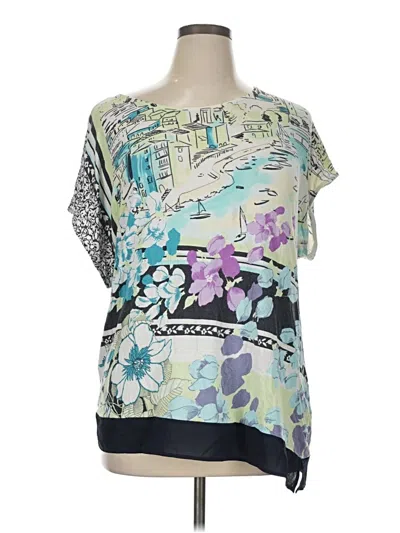 Pre-owned Christopher & Banks Short Sleeve Blouse In Blue