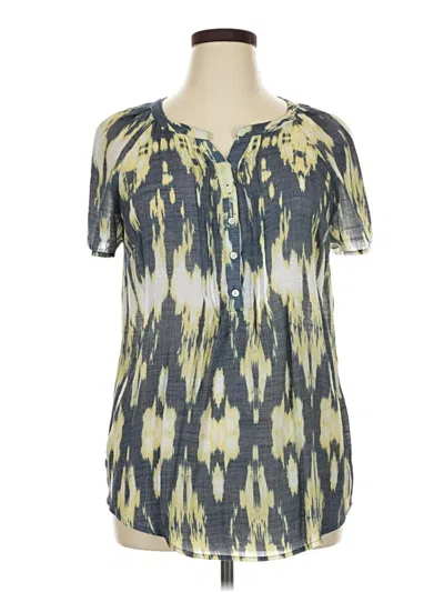 Pre-owned Christopher & Banks Short Sleeve Blouse In Blue