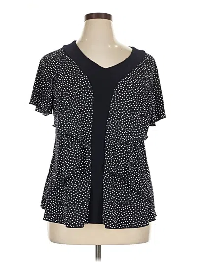 Pre-owned Christopher & Banks Short Sleeve Blouse In Blue
