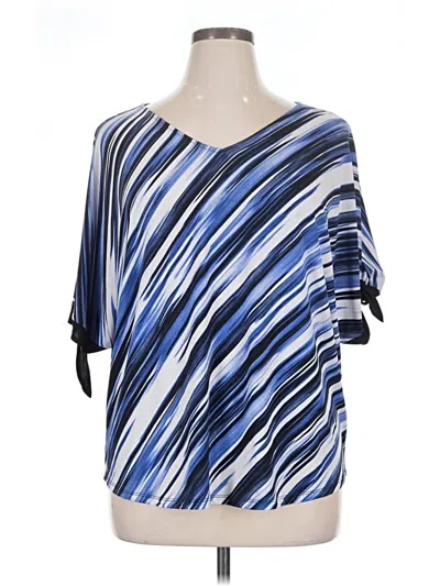 Pre-owned Christopher & Banks Short Sleeve Blouse In Blue