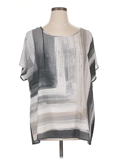 Pre-owned Christopher & Banks Short Sleeve Blouse In Gray