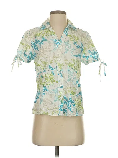 Pre-owned Christopher & Banks Short Sleeve Blouse In Green