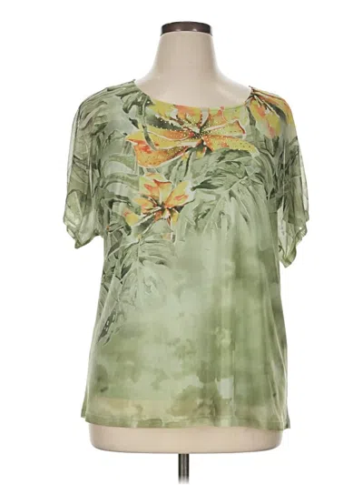 Pre-owned Christopher & Banks Short Sleeve Blouse In Green