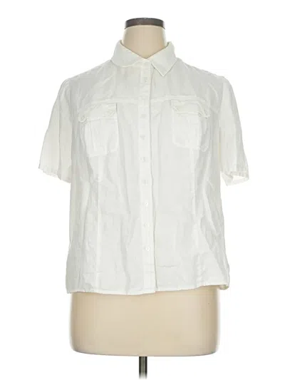 Pre-owned Christopher & Banks Short Sleeve Blouse In Ivory