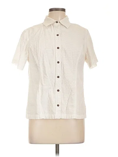 Pre-owned Christopher & Banks Short Sleeve Blouse In Ivory