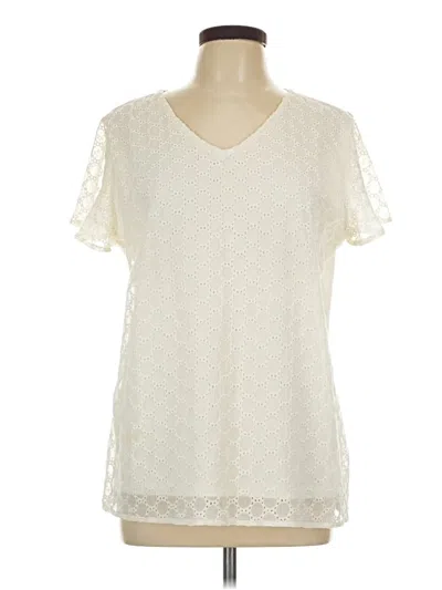 Pre-owned Christopher & Banks Short Sleeve Blouse In Ivory