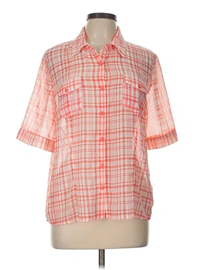 Pre-owned Christopher & Banks Short Sleeve Blouse In Orange