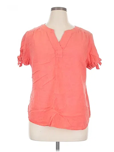 Pre-owned Christopher & Banks Short Sleeve Blouse In Orange