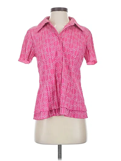 Pre-owned Christopher & Banks Short Sleeve Blouse In Pink