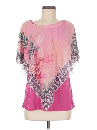 Pre-owned Christopher & Banks Short Sleeve Blouse In Pink
