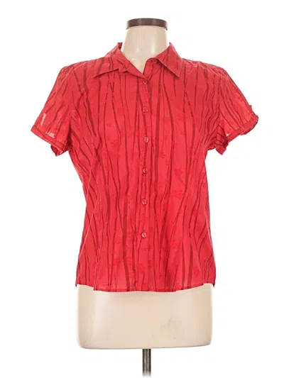 Pre-owned Christopher & Banks Short Sleeve Blouse In Red