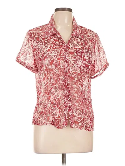 Pre-owned Christopher & Banks Short Sleeve Blouse In Red