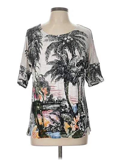 Pre-owned Christopher & Banks Short Sleeve Blouse In Silver