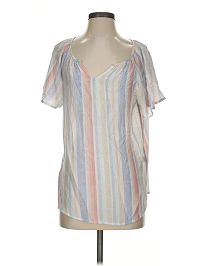 Pre-owned Christopher & Banks Short Sleeve Blouse In Silver