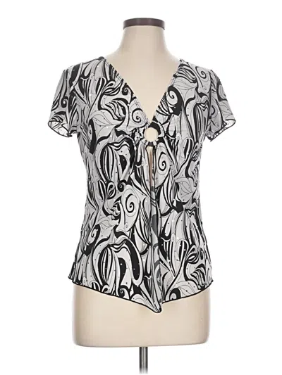 Pre-owned Christopher & Banks Short Sleeve Blouse In Silver