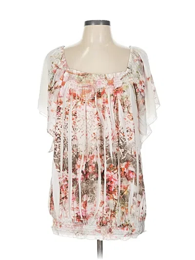 Pre-owned Christopher & Banks Short Sleeve Blouse In White