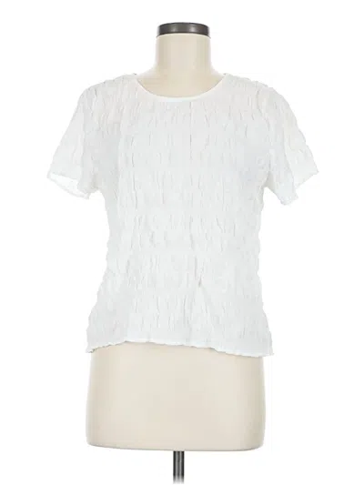 Pre-owned Christopher & Banks Short Sleeve Blouse In White