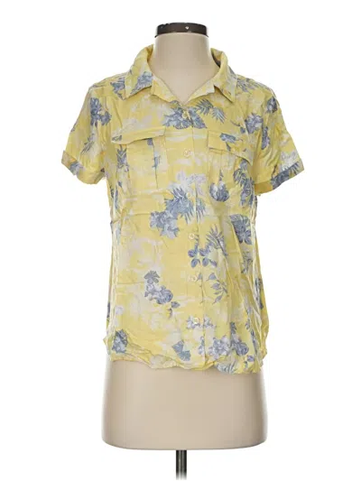 Pre-owned Christopher & Banks Short Sleeve Blouse In Yellow
