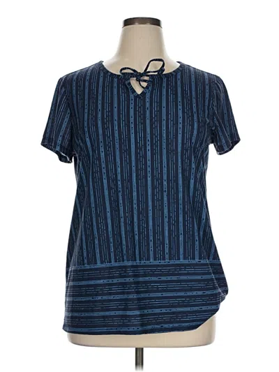 Pre-owned Christopher & Banks Short Sleeve Henley Shirt In Blue