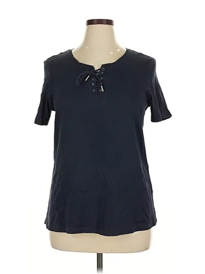 Pre-owned Christopher & Banks Short Sleeve Top Black Keyhole Neckline Tops