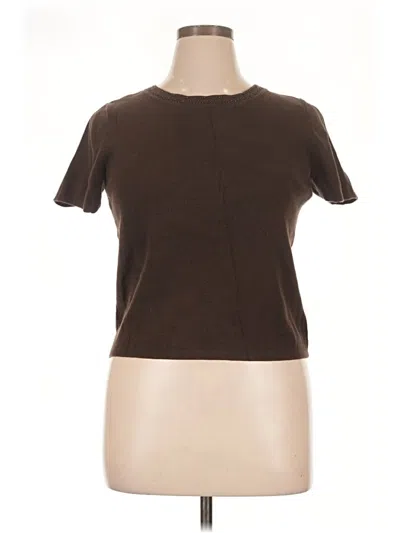 Pre-owned Christopher & Banks Short Sleeve Top Brown Crew Neck Tops