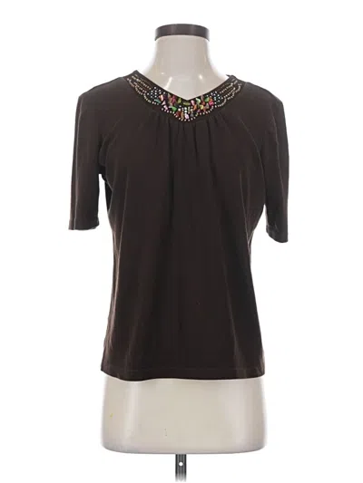 Pre-owned Christopher & Banks Short Sleeve Top Brown Keyhole Neckline Tops