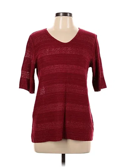 Pre-owned Christopher & Banks Short Sleeve Top Burgundy V Neck Tops