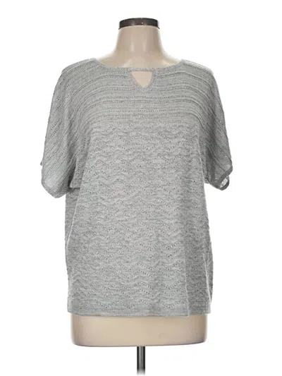 Pre-owned Christopher & Banks Short Sleeve Top Gray Crew Neck Tops