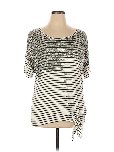 Pre-owned Christopher & Banks Short Sleeve Top Silver Scoop Neck Tops