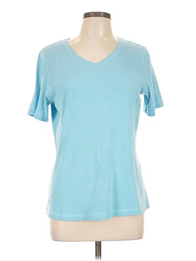 Pre-owned Christopher & Banks Short Sleeve Top Teal V Neck Tops In Blue