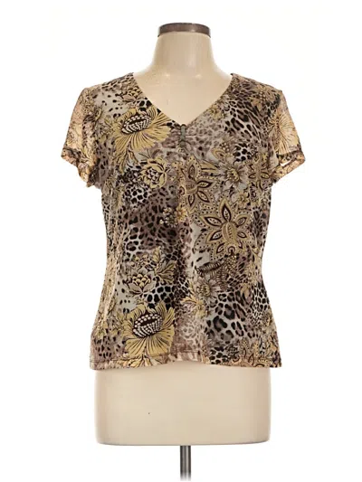 Pre-owned Christopher & Banks Short Sleeve T-shirt In Brown