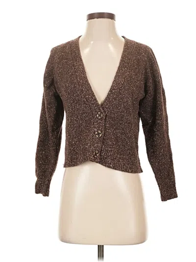 Pre-owned Christopher & Banks Silk Cardigan Sweater In Brown