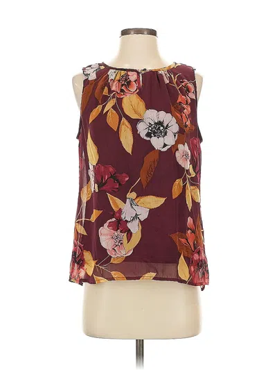 Pre-owned Christopher & Banks Sleeveless Blouse In Burgundy