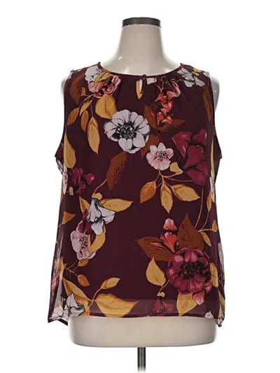 Pre-owned Christopher & Banks Sleeveless Blouse In Burgundy