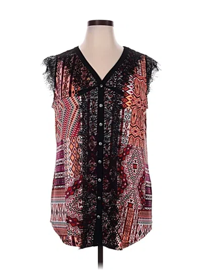 Pre-owned Christopher & Banks Sleeveless Blouse In Burgundy