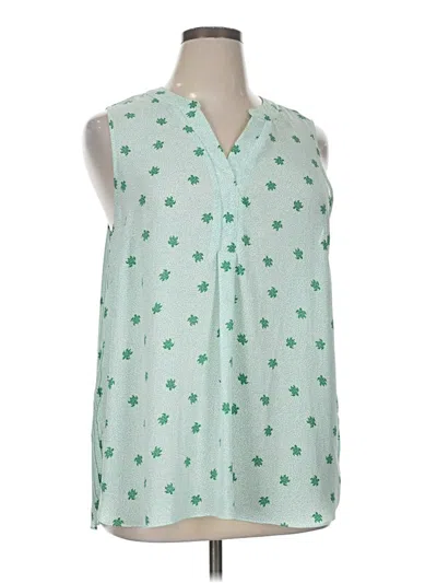 Pre-owned Christopher & Banks Sleeveless Blouse In Green