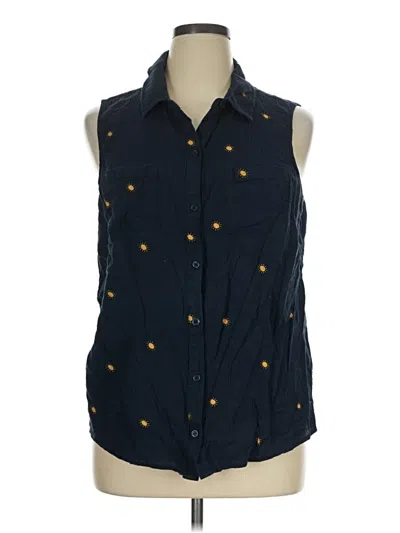 Pre-owned Christopher & Banks Sleeveless Button Down Shirt In Blue