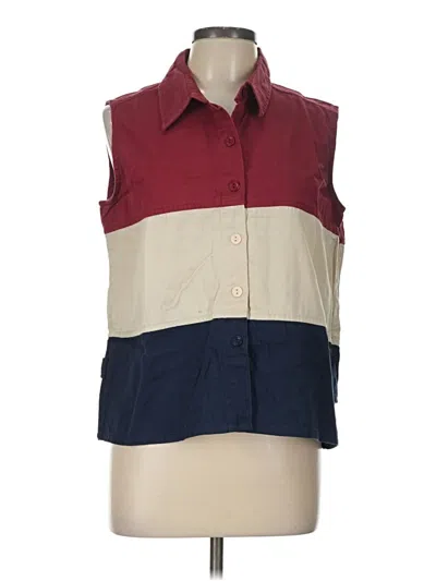 Pre-owned Christopher & Banks Sleeveless Button Down Shirt In Burgundy