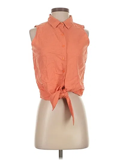 Pre-owned Christopher & Banks Sleeveless Button Down Shirt In Orange