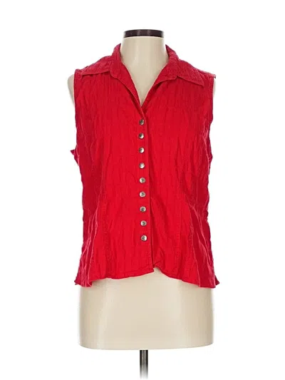 Pre-owned Christopher & Banks Sleeveless Button Down Shirt In Red