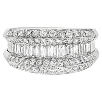 Pre-owned Christopher Designs 1.52 Carat Crisscut & Round Dia. Plat. Band Ring - Sz. 6 In Multi
