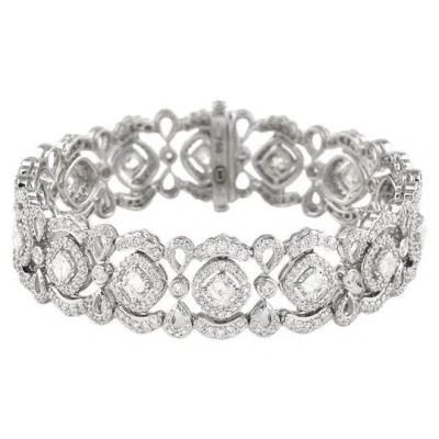 Pre-owned Christopher Designs Crisscut Diamond Lace Beyaz Bracelet 18k White Gold