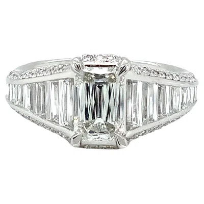Pre-owned Christopher Designs Crisscut Emerald Diamond Engagement Ring With 1.06 Ct In Green