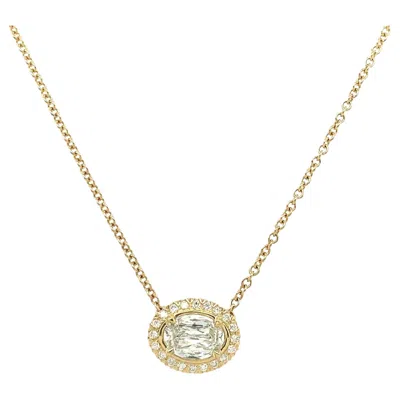Pre-owned Christopher Designs L'amour Crisscut Diamond East West Halo Pendant In 18kt In Multi
