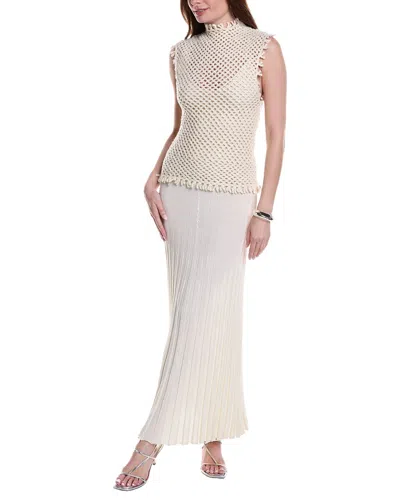 Christopher Esber 2pc Lattice Knit Wool-blend Tank Top & Maxi Dress In White