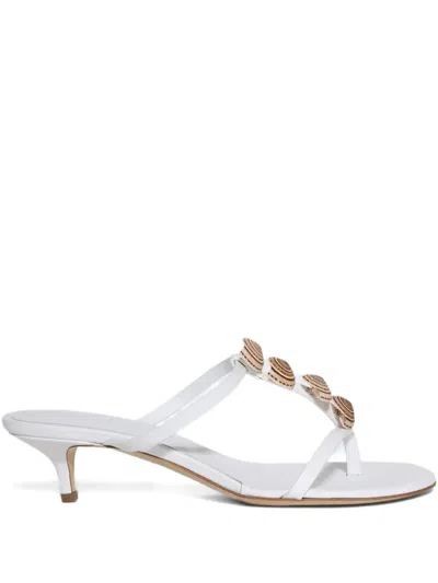 Christopher Esber 40mm Sundial Seashell Heeled Sandals In White